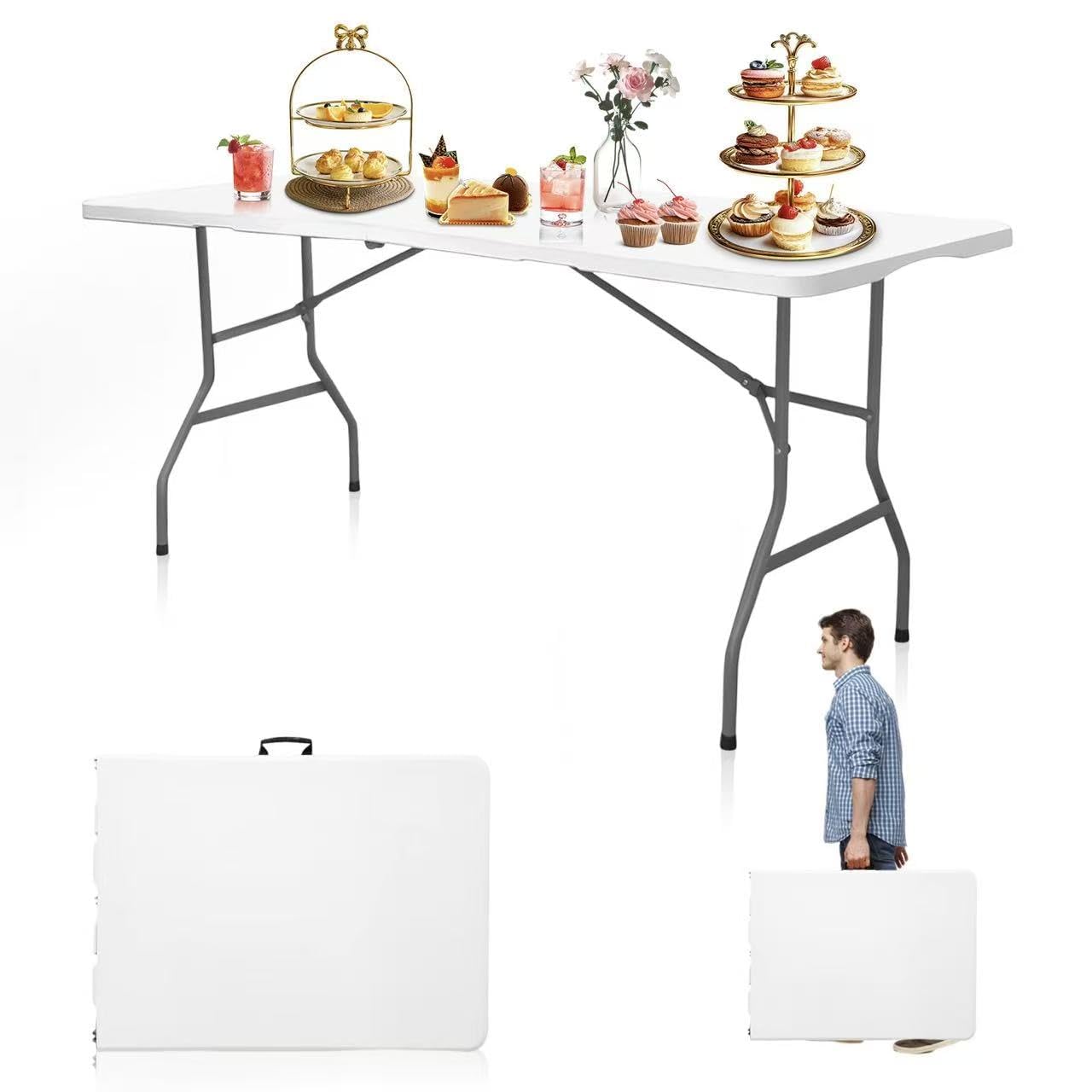 CAMP SOLUTIONS Bi-Fold Plastic Folding Table