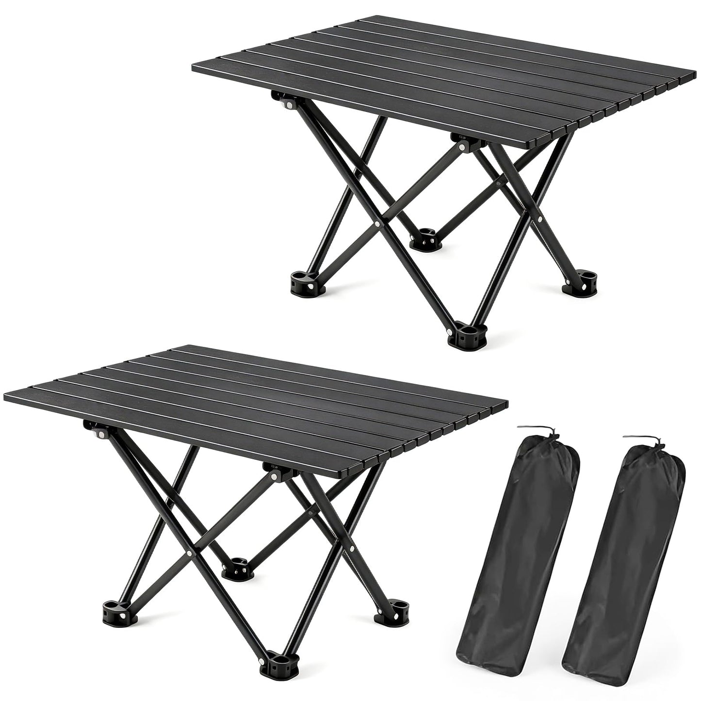 2-Pack Ultralight Foldable Portable Camping Tables with Carry Bag