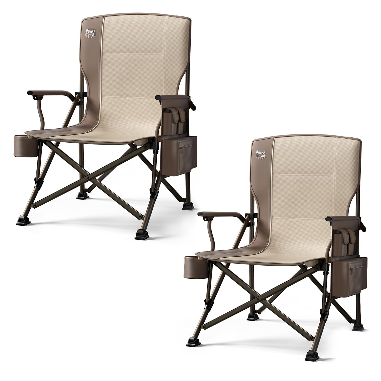 Oversized Heavy-Duty Folding Camping Chair with Cooler Bag