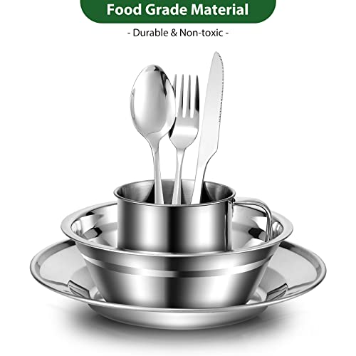 29-Piece Stainless Steel Camping Mess Kit with Tableware Set