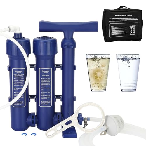 Large Emergency Hand Pump Water Filtration System with 3-Stage Purification