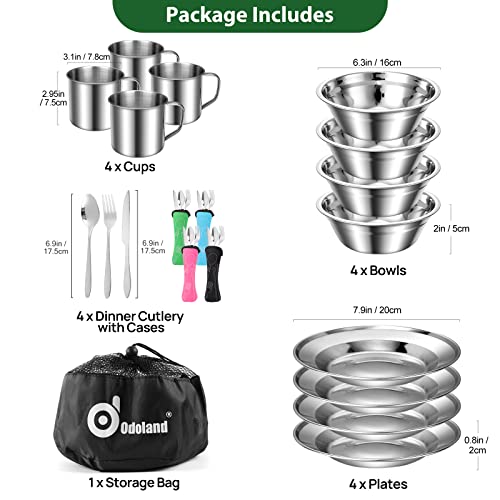 29-Piece Stainless Steel Camping Mess Kit with Tableware Set