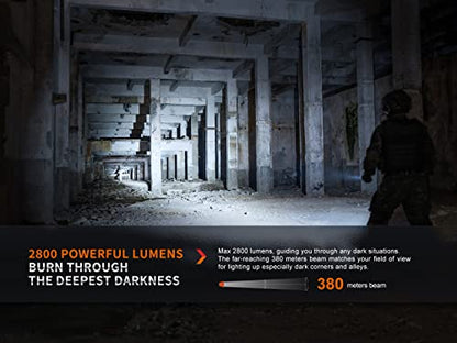 2800 Lumen USB Rechargeable LED Tactical Flashlight with Charging Cable and Carry Case