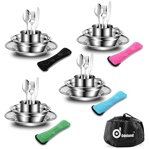 29-Piece Stainless Steel Camping Mess Kit with Tableware Set