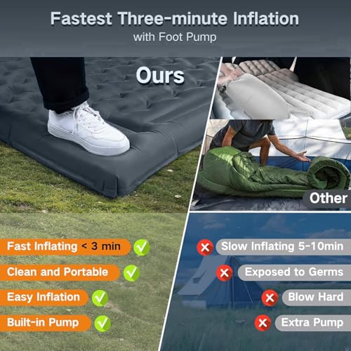 Double 6-Inch Self-Inflating Sleeping Pad with Foot Pump