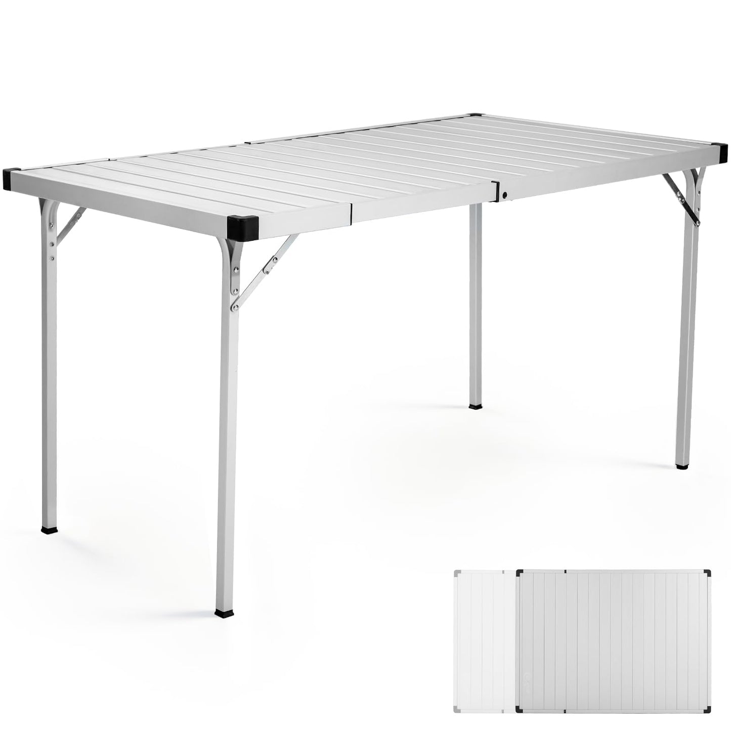 Adjustable Foldable Aluminum Camping Table with Carry Bag