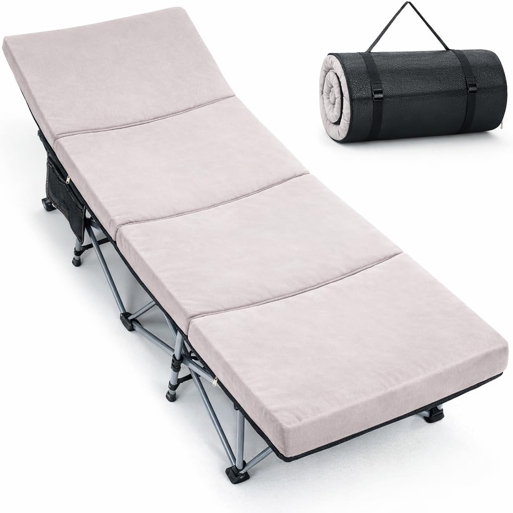 ABORON Folding Camping Cot W/Mat for Adults