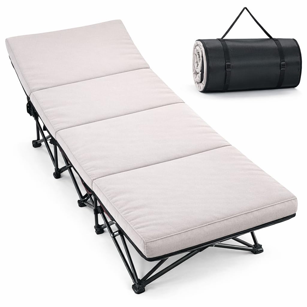 ABORON Folding Camping Cot W/Mat for Adults