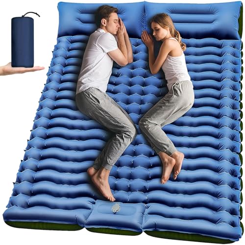 Double 4-Inch Self-Inflating Sleeping Pad with Pillow Pump