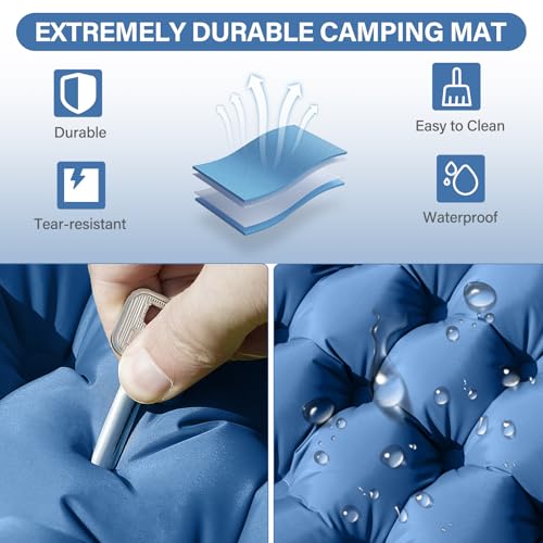 Double 4-Inch Self-Inflating Sleeping Pad with Pillow Pump