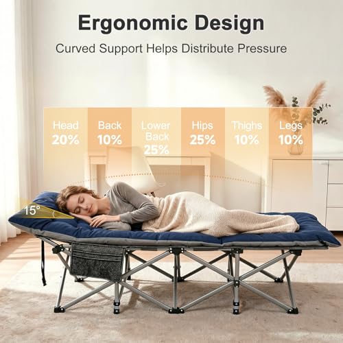 ABORON Folding Camping Cot W/Mat for Adults
