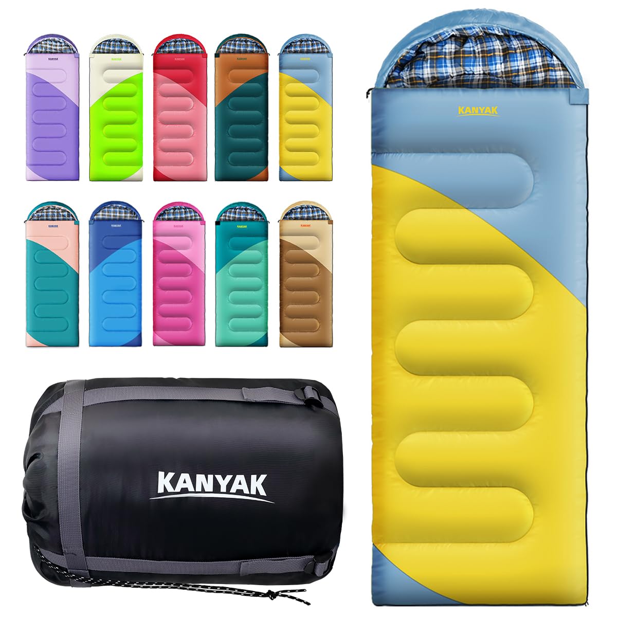 32°F 3-4 Season Warm Camping Sleeping Bag for All Ages