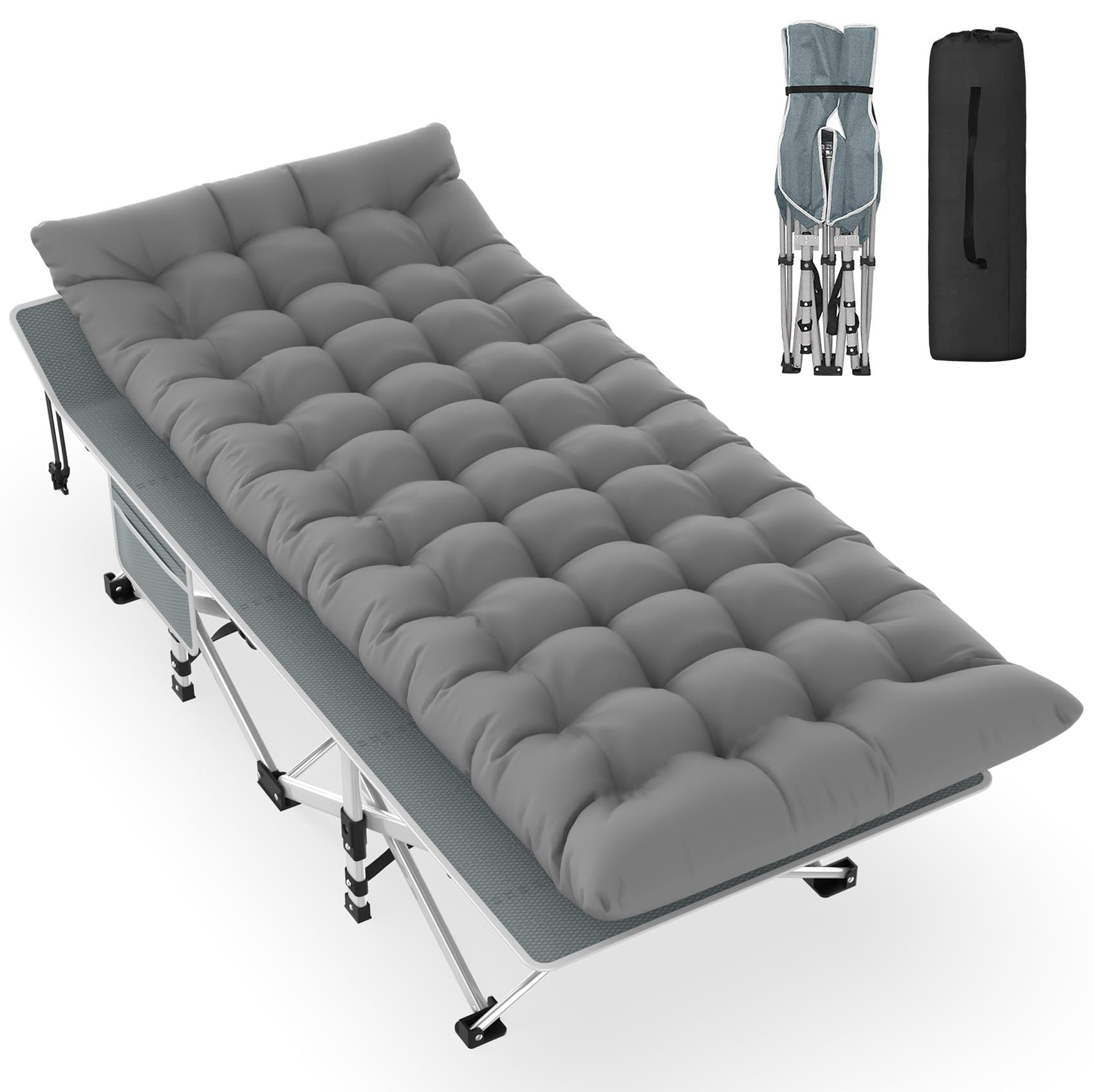 Folding Adult Camping Cot with Mattress and Storage Bag