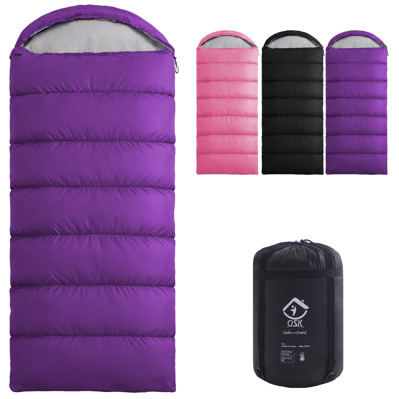 XXL Waterproof 3-4 Season Sleeping Bag with Compression Sack
