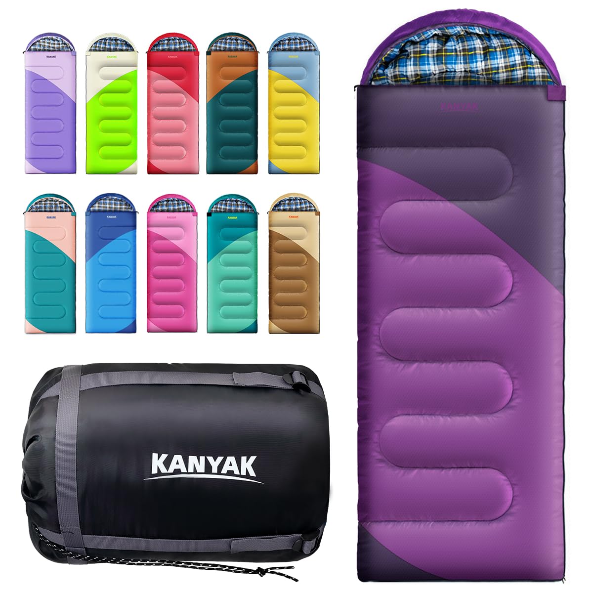 32°F 3-4 Season Warm Camping Sleeping Bag for All Ages