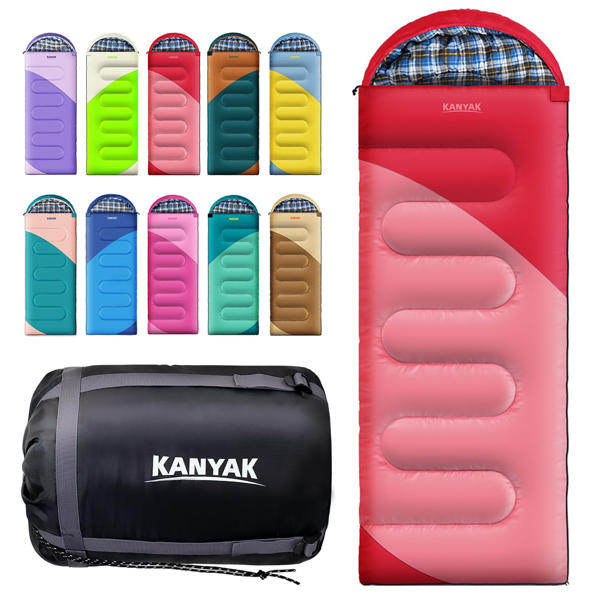 32°F 3-4 Season Warm Camping Sleeping Bag for All Ages