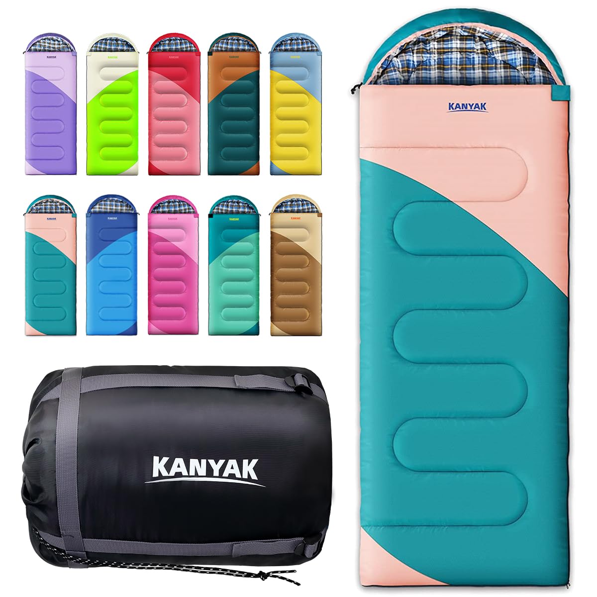 32°F 3-4 Season Warm Camping Sleeping Bag for All Ages