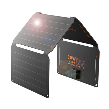Foldable Portable Solar Charger with USB-C USB-A DC Outputs for Camping and Emergency Power