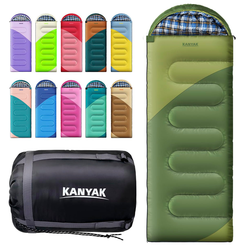 32°F 3-4 Season Warm Camping Sleeping Bag for All Ages