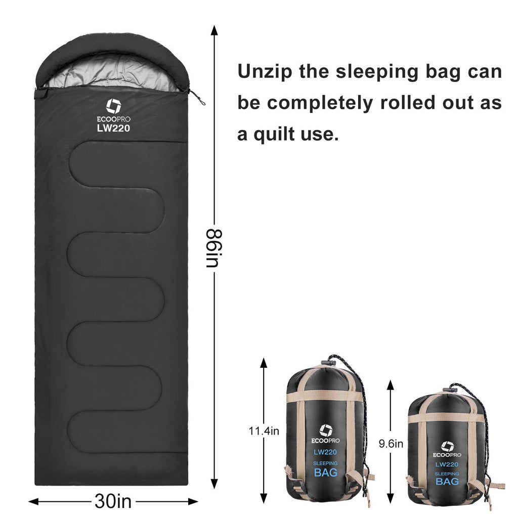 Compact Waterproof Warm Weather Sleeping Bag for Adults