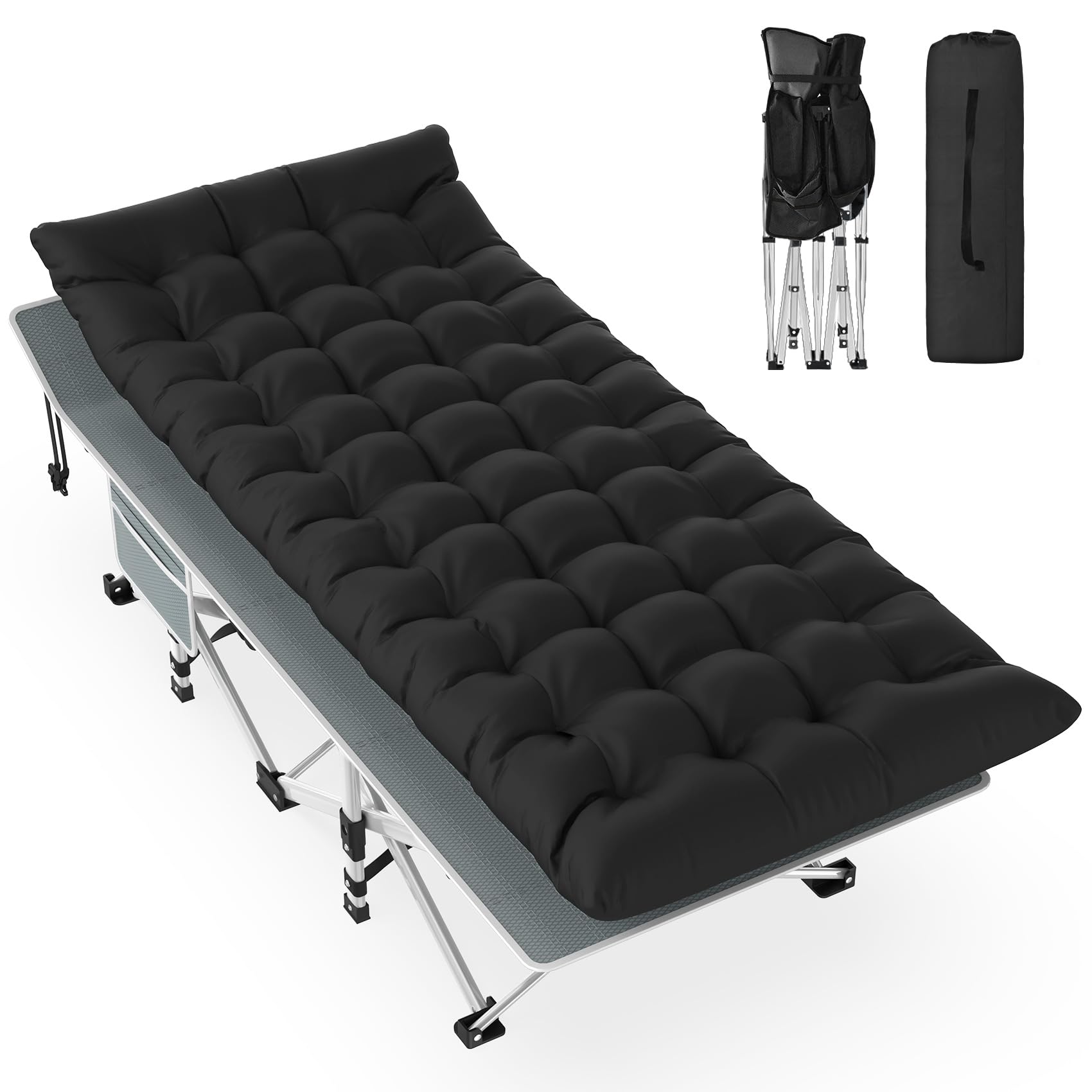 Folding Adult Camping Cot with Mattress and Storage Bag