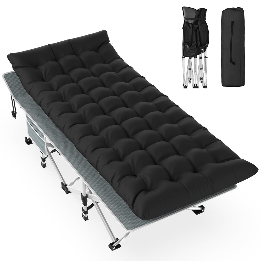 Folding Adult Camping Cot with Mattress and Storage Bag