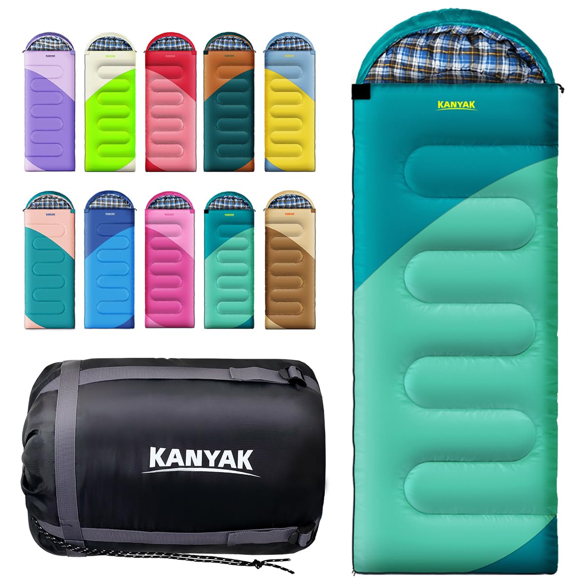 32°F 3-4 Season Warm Camping Sleeping Bag for All Ages