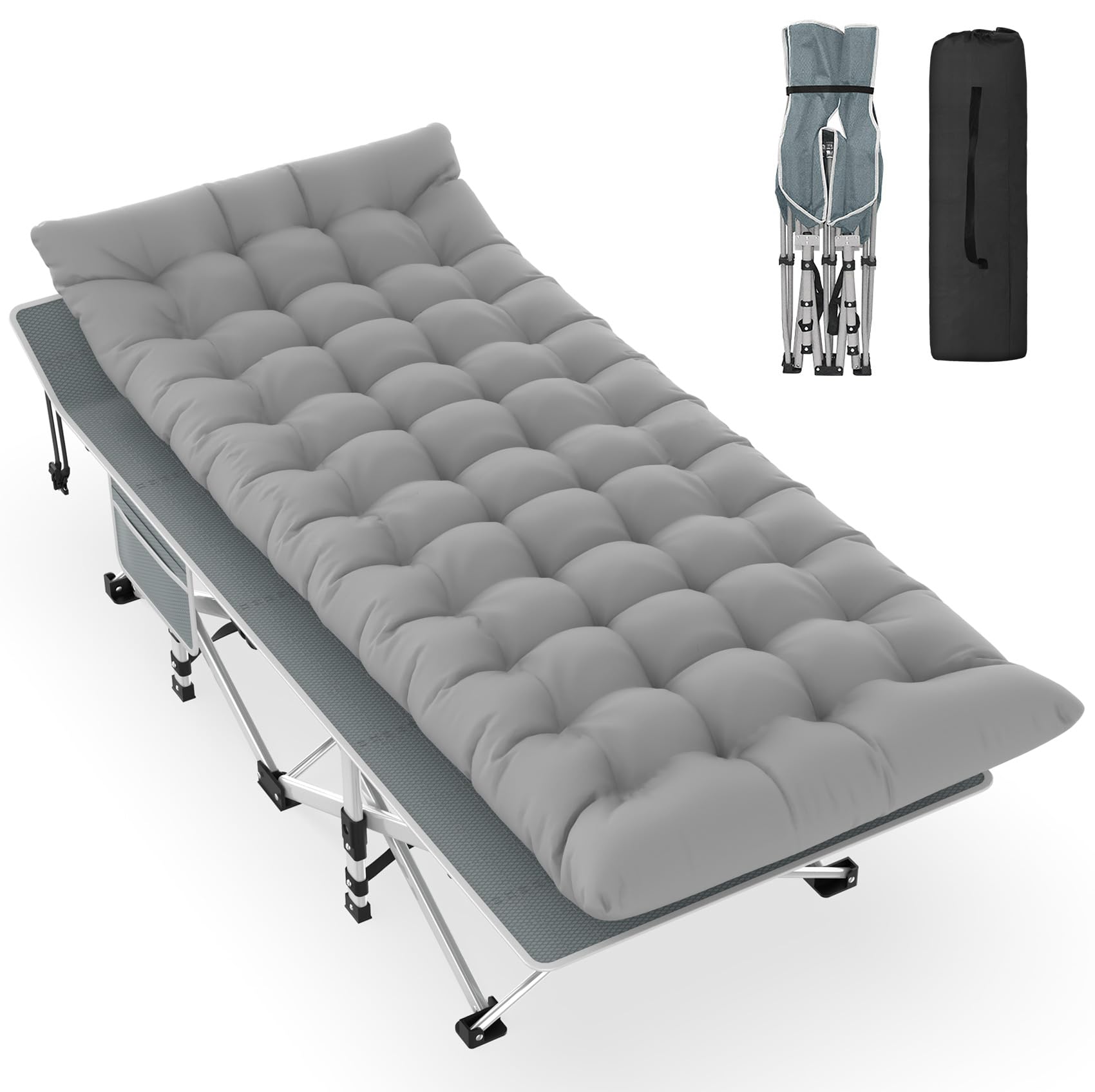 Folding Adult Camping Cot with Mattress and Storage Bag
