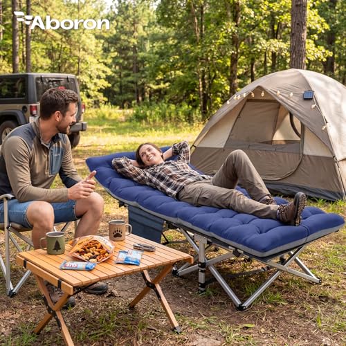 ABORON Folding Camping Cot W/Mat for Adults