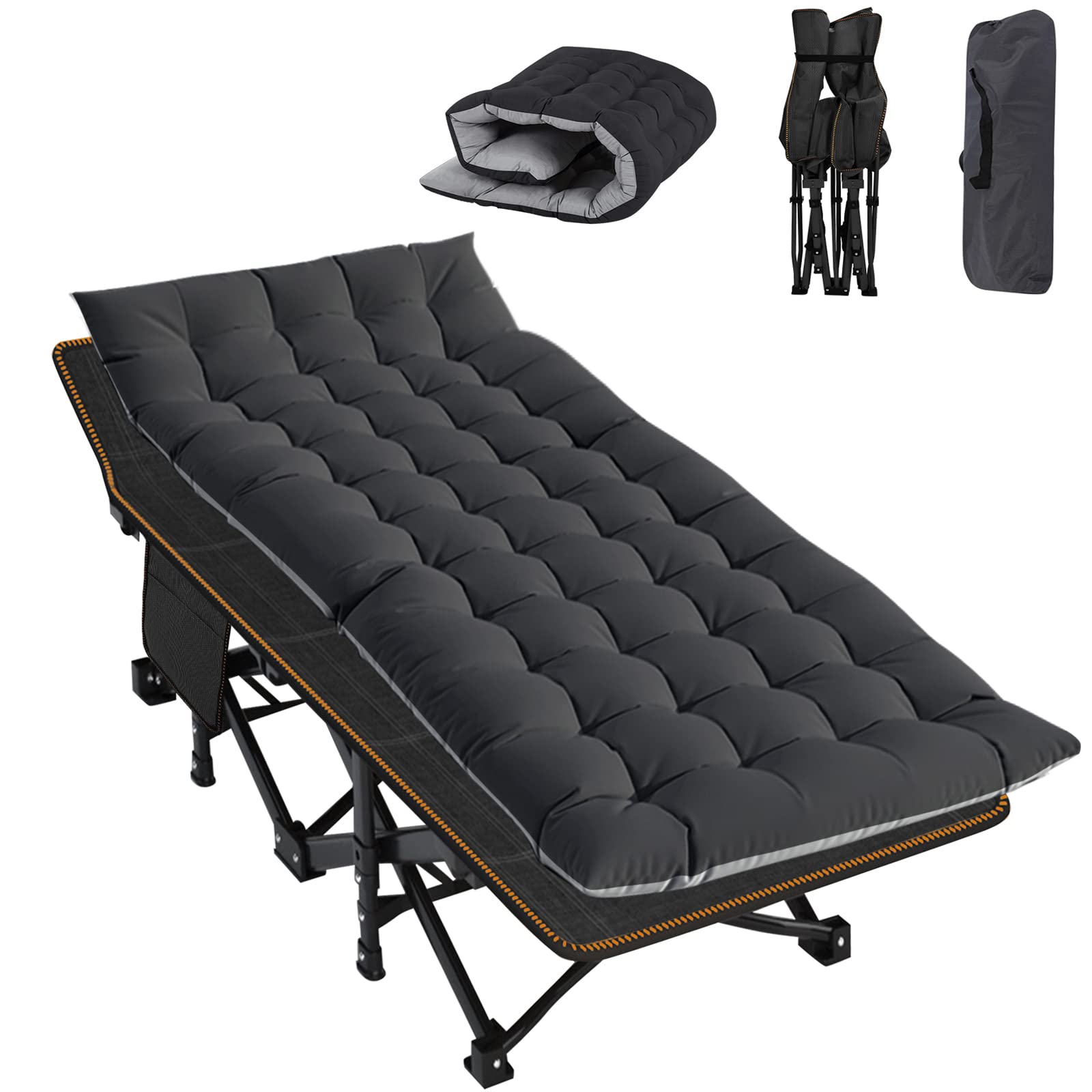 ABORON Folding Camping Cot W/Mat for Adults