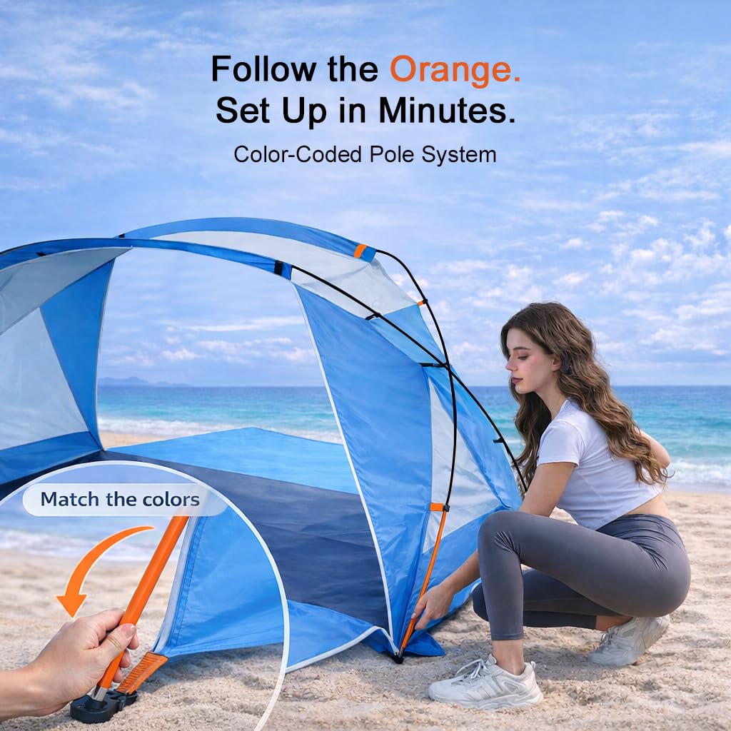 Portable UPF50+ Waterproof Beach Sun Shelter Canopy