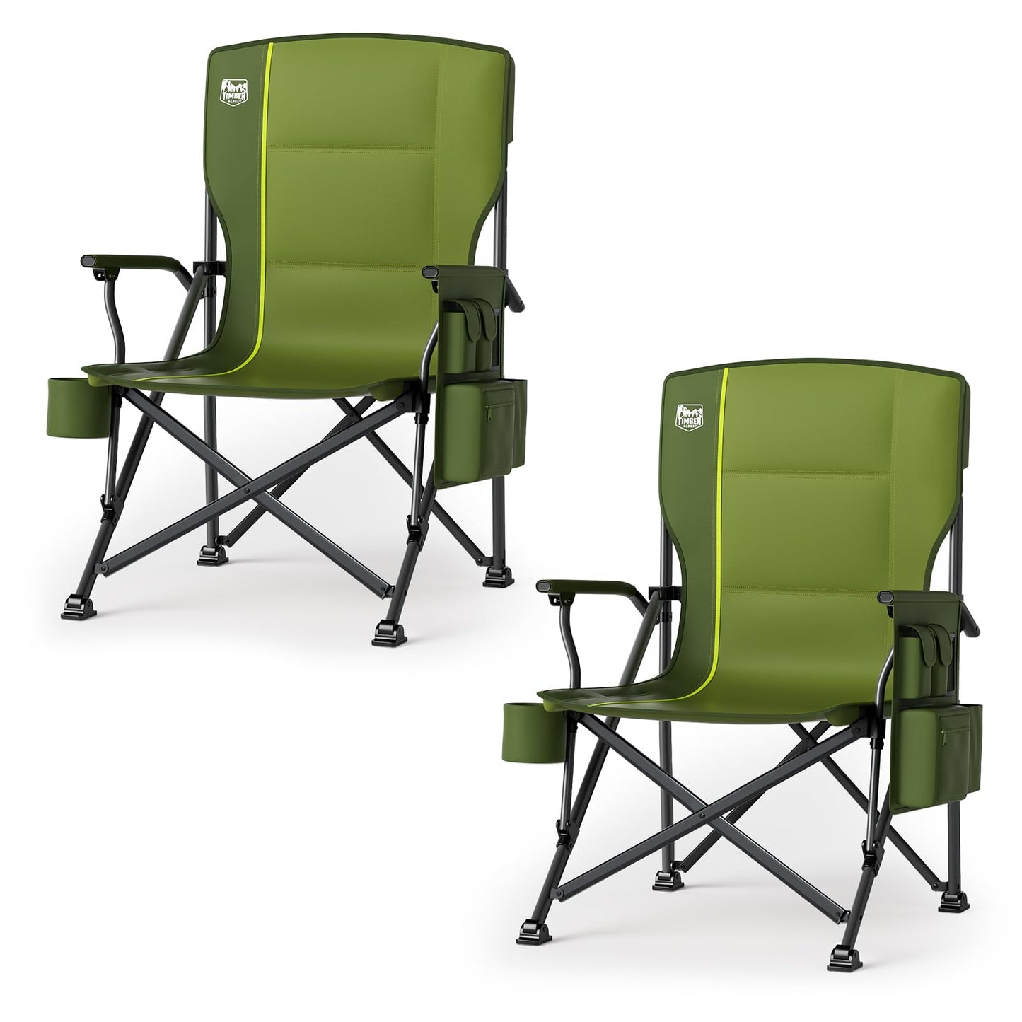 Oversized Heavy-Duty Folding Camping Chair with Cooler Bag