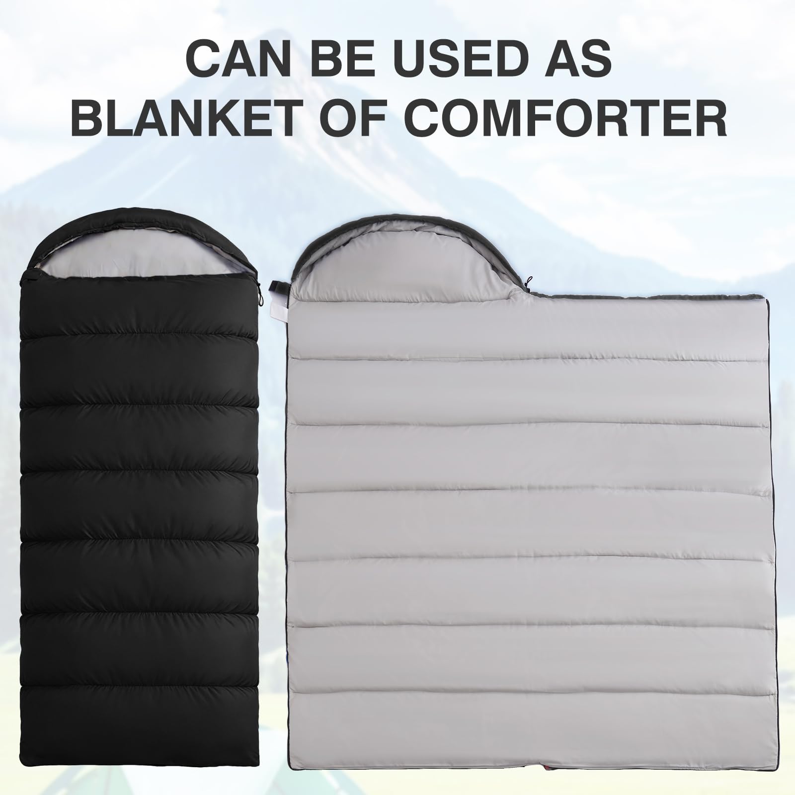 XXL Waterproof 3-4 Season Sleeping Bag with Compression Sack