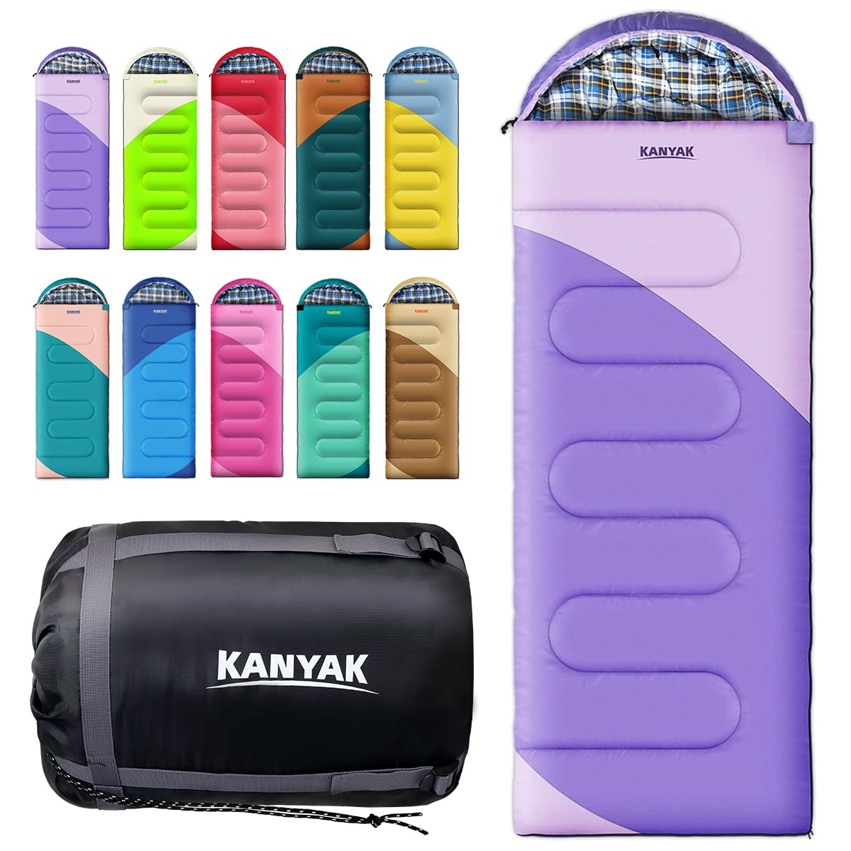 32°F 3-4 Season Warm Camping Sleeping Bag for All Ages