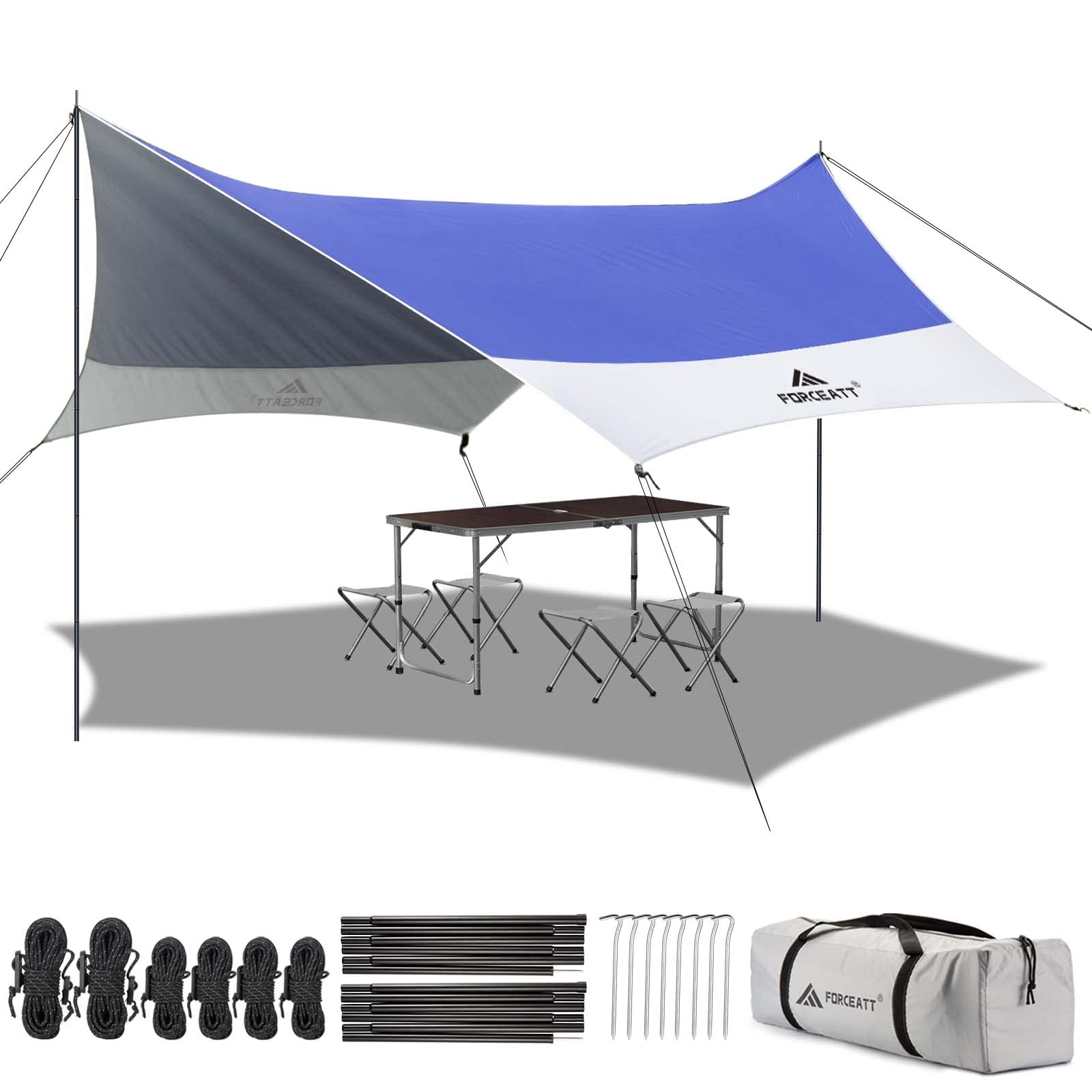 12x14FT Waterproof UPF50+ Camping Tarp Shelter with Poles