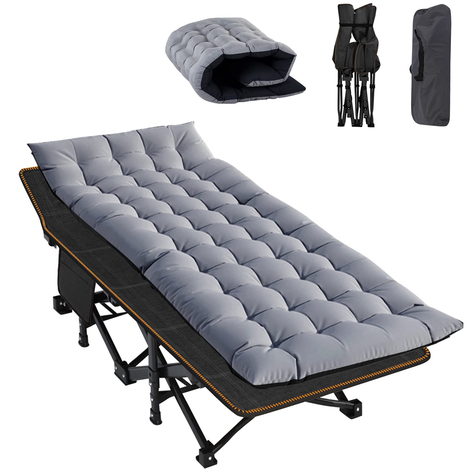 ABORON Folding Camping Cot W/Mat for Adults