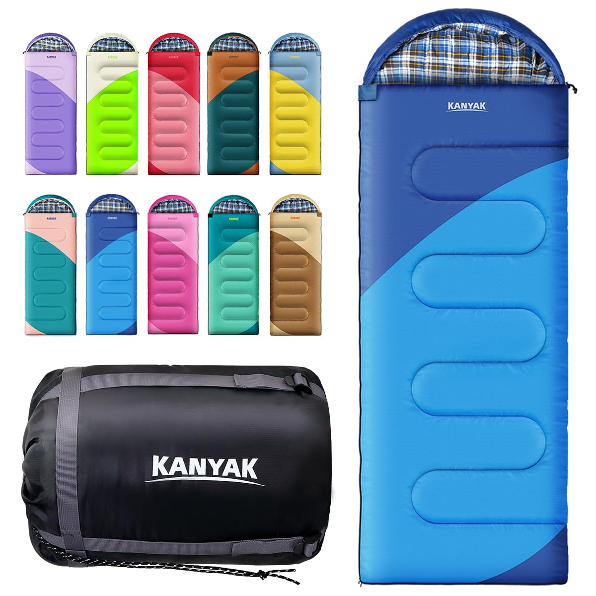 32°F 3-4 Season Warm Camping Sleeping Bag for All Ages
