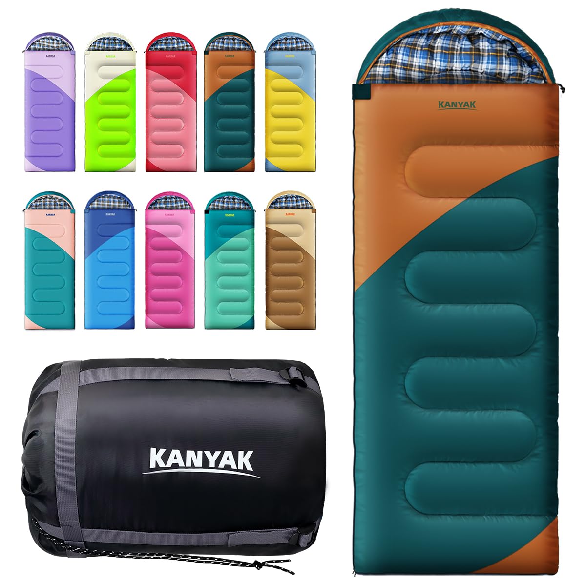 32°F 3-4 Season Warm Camping Sleeping Bag for All Ages
