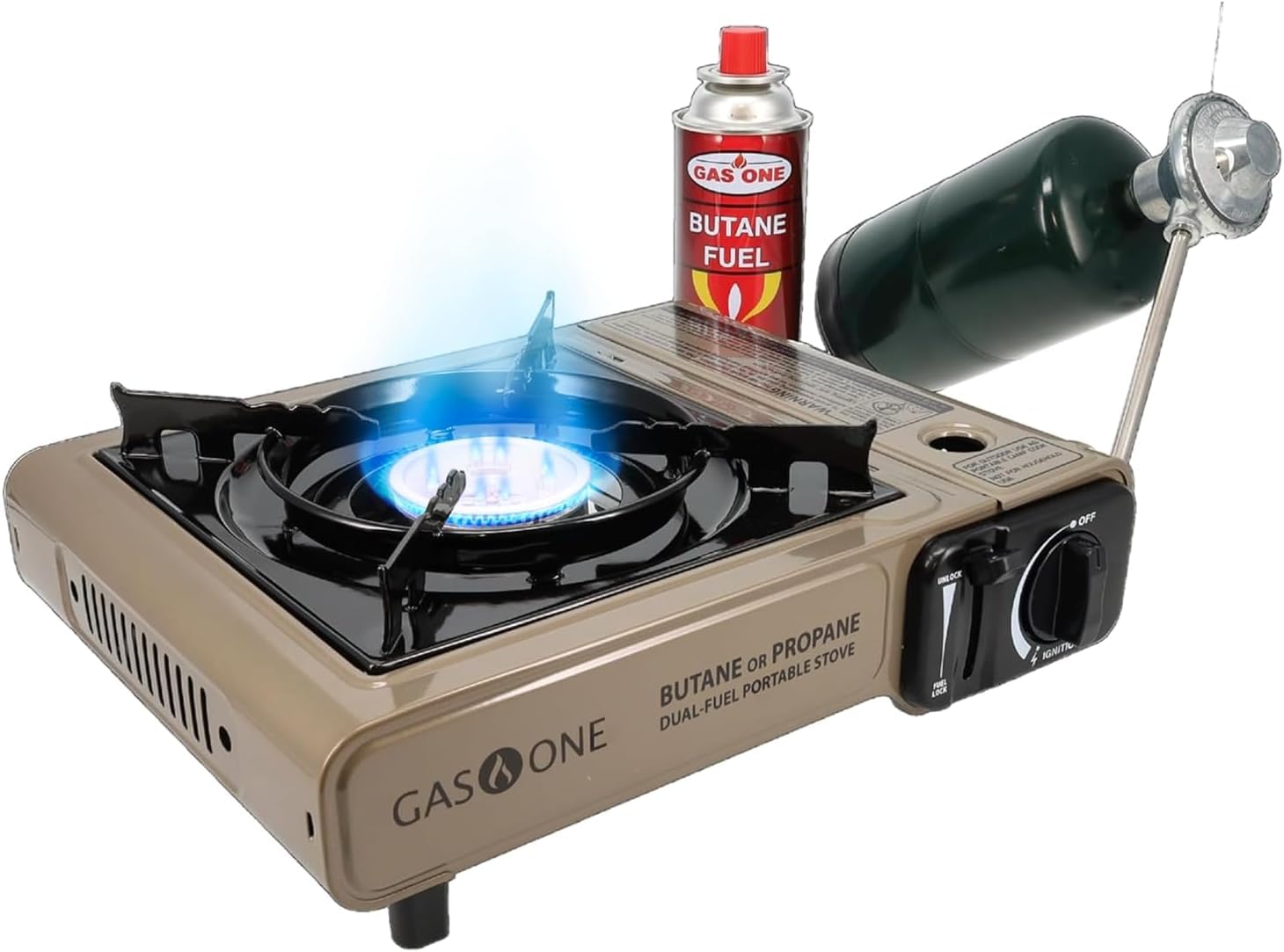 Dual Fuel Portable Camping Stove with Carrying Case