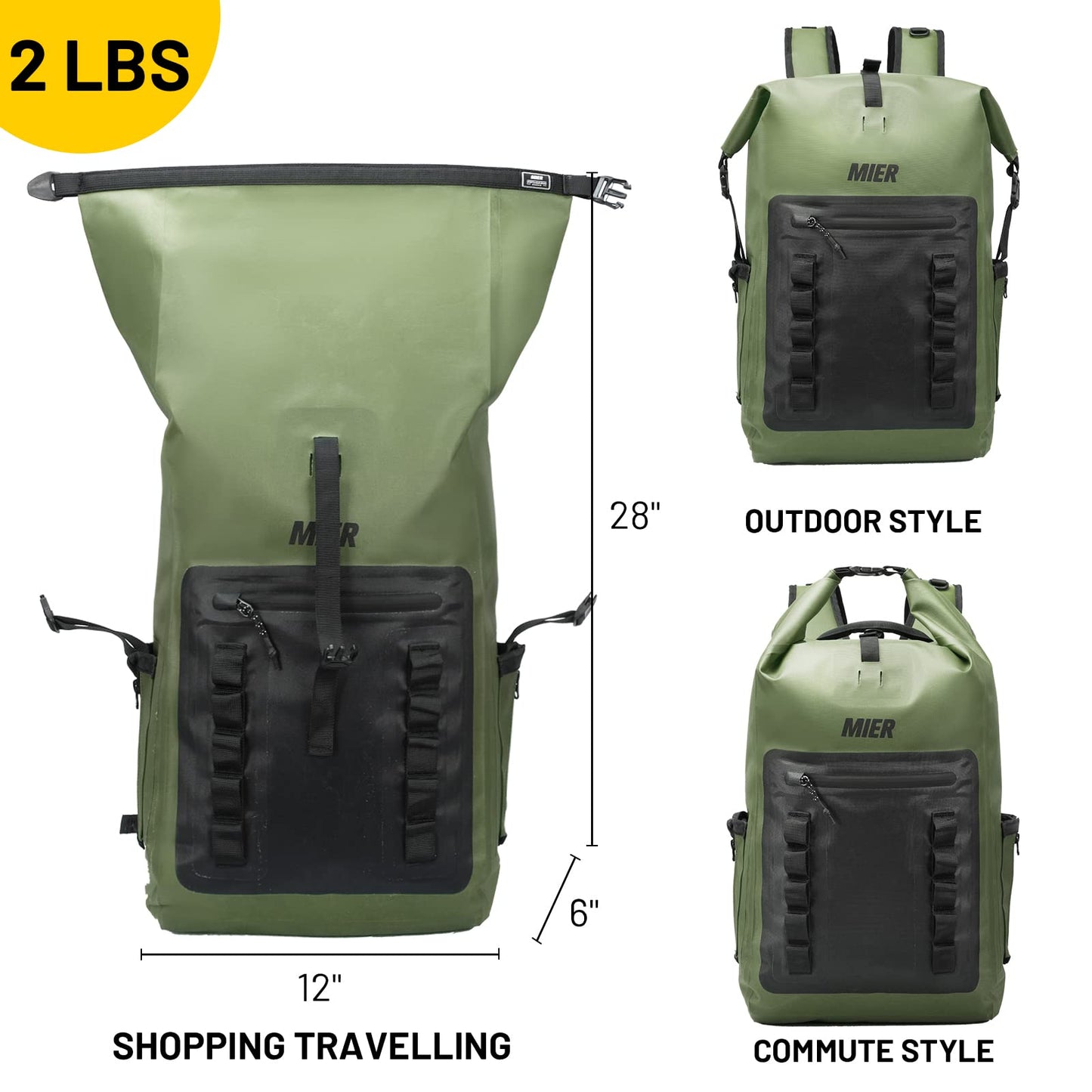30L Waterproof Roll-Top Dry Bag Backpack for Water Sports