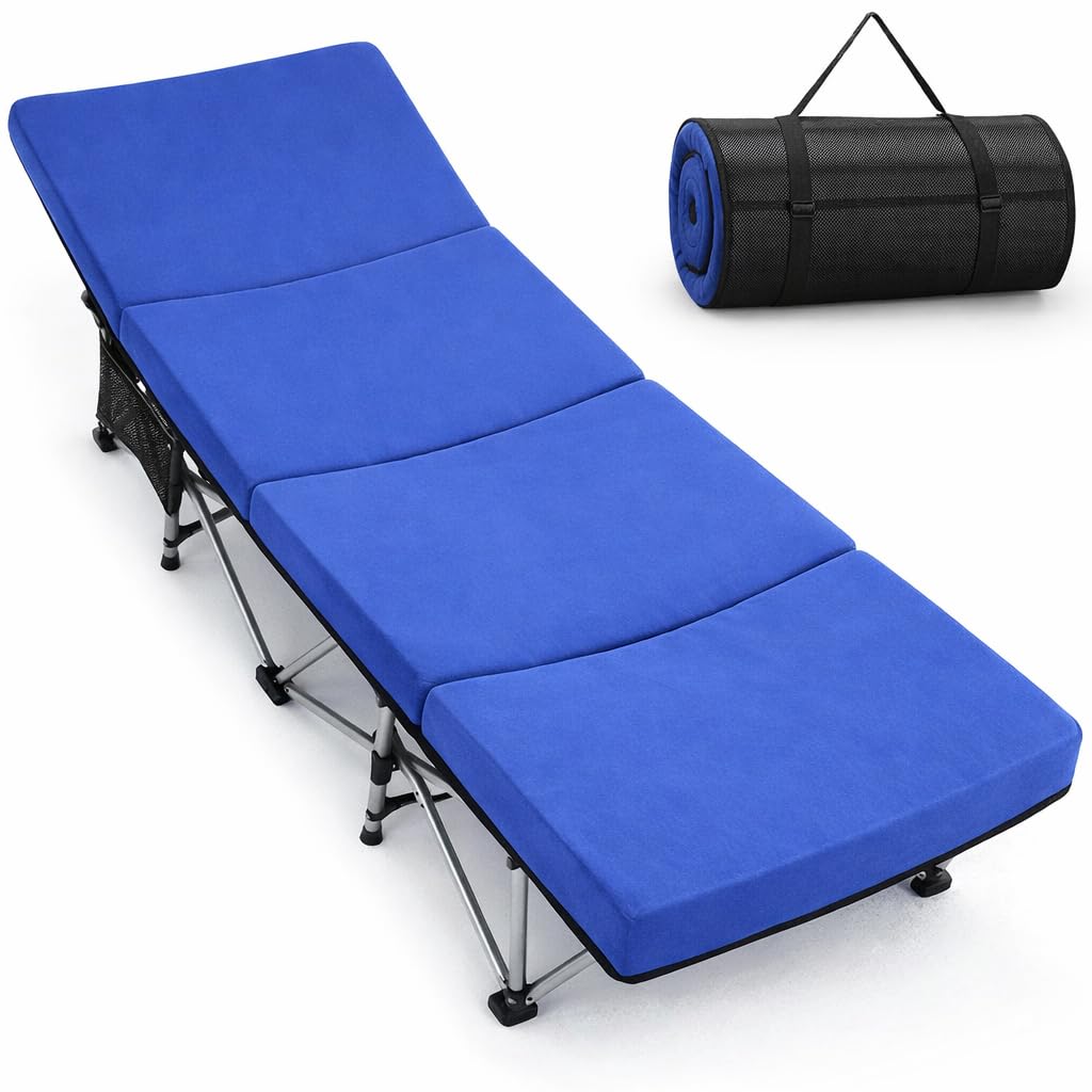ABORON Folding Camping Cot W/Mat for Adults