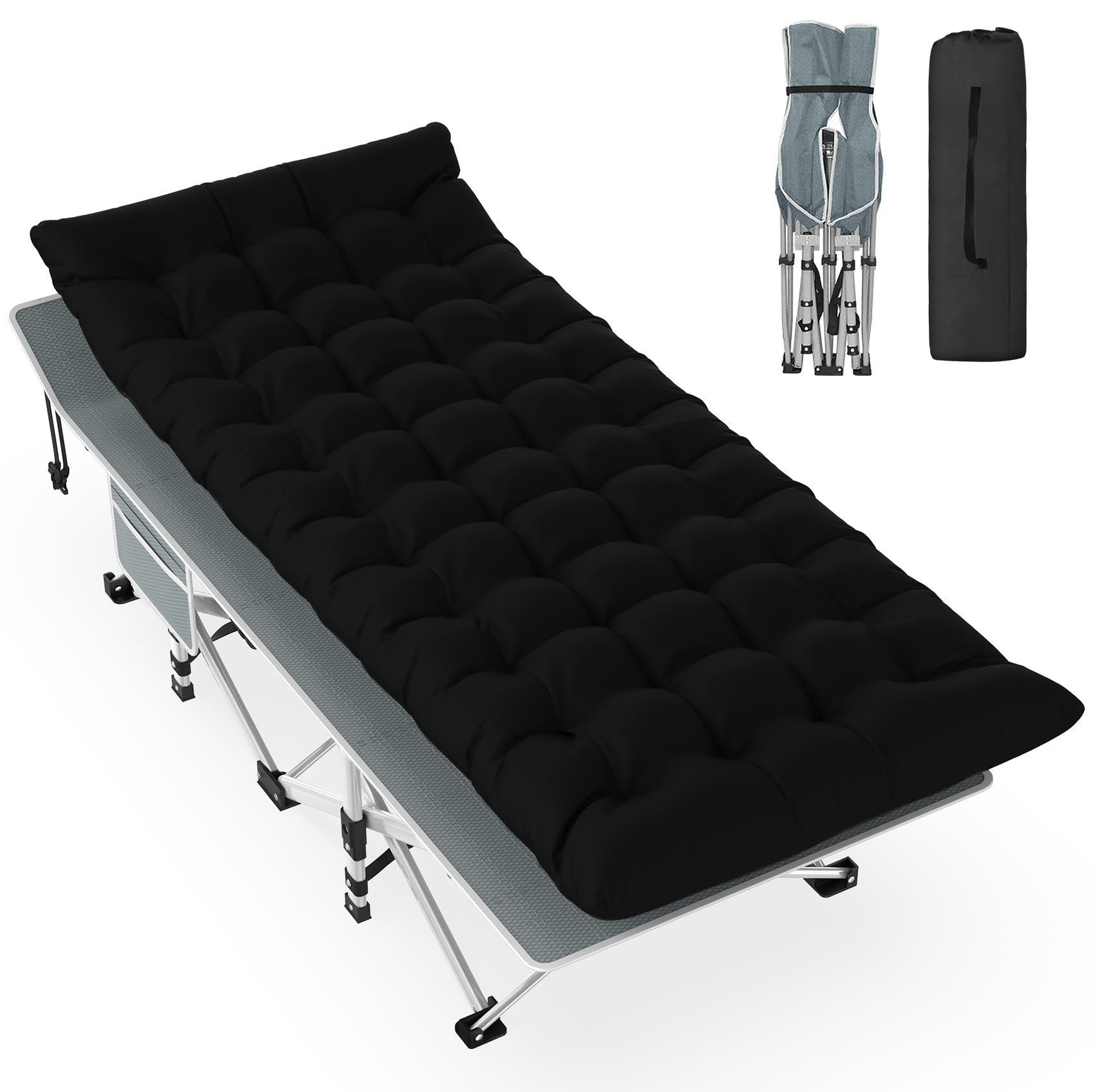 Folding Adult Camping Cot with Mattress and Storage Bag