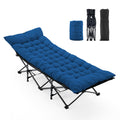 Folding Camping Cot with Cushion and Heavy-Duty Frame