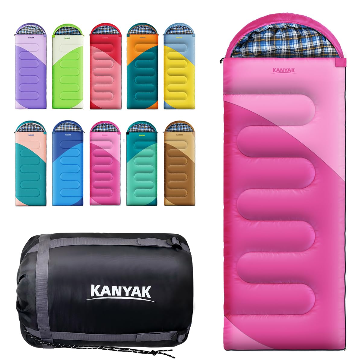 32°F 3-4 Season Warm Camping Sleeping Bag for All Ages