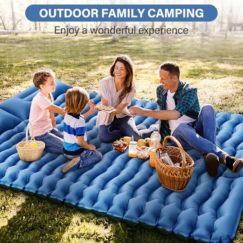 Double 4-Inch Self-Inflating Sleeping Pad with Pillow Pump