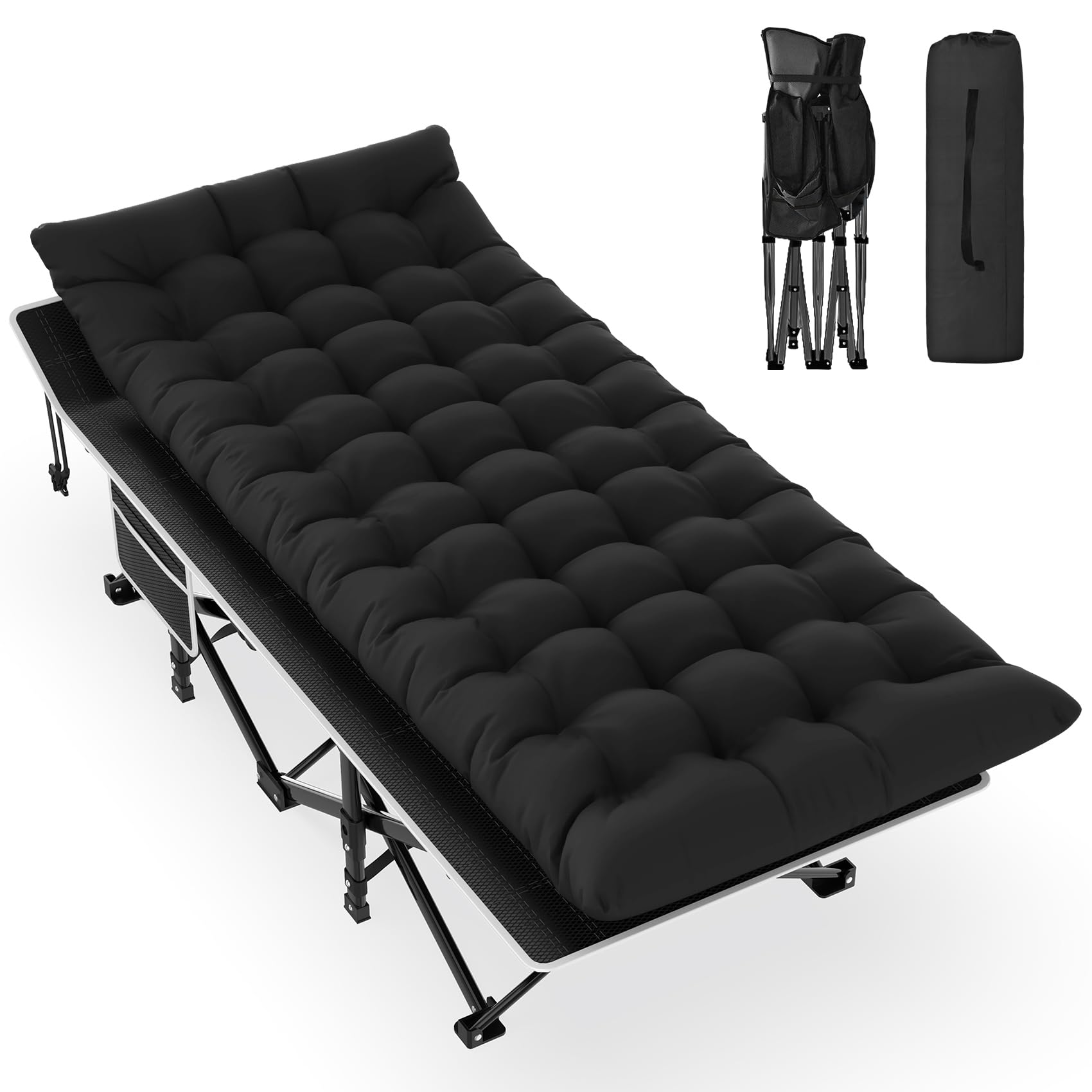 Folding Adult Camping Cot with Mattress and Storage Bag