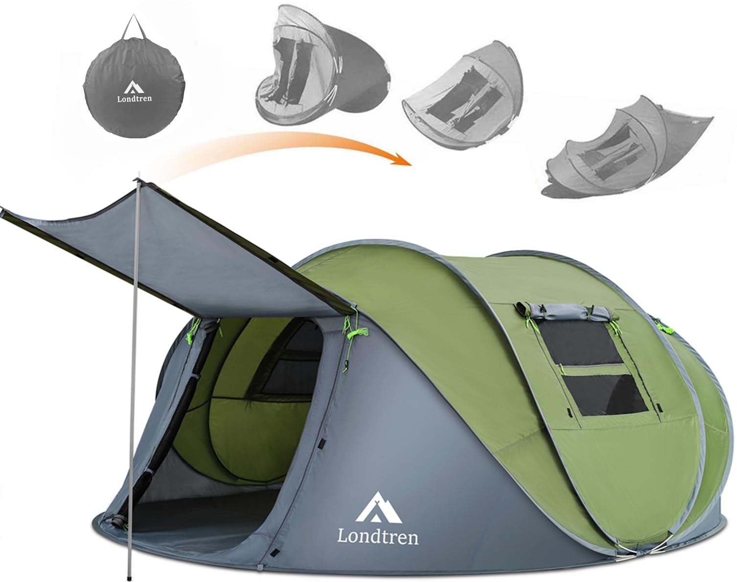 4 Person Waterproof Instant Pop-Up Tent with Dual Doors