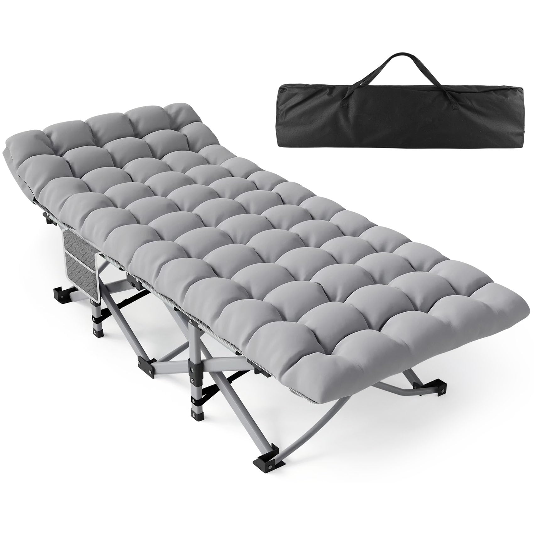 Folding Adult Camping Cot with Mattress and Storage Bag