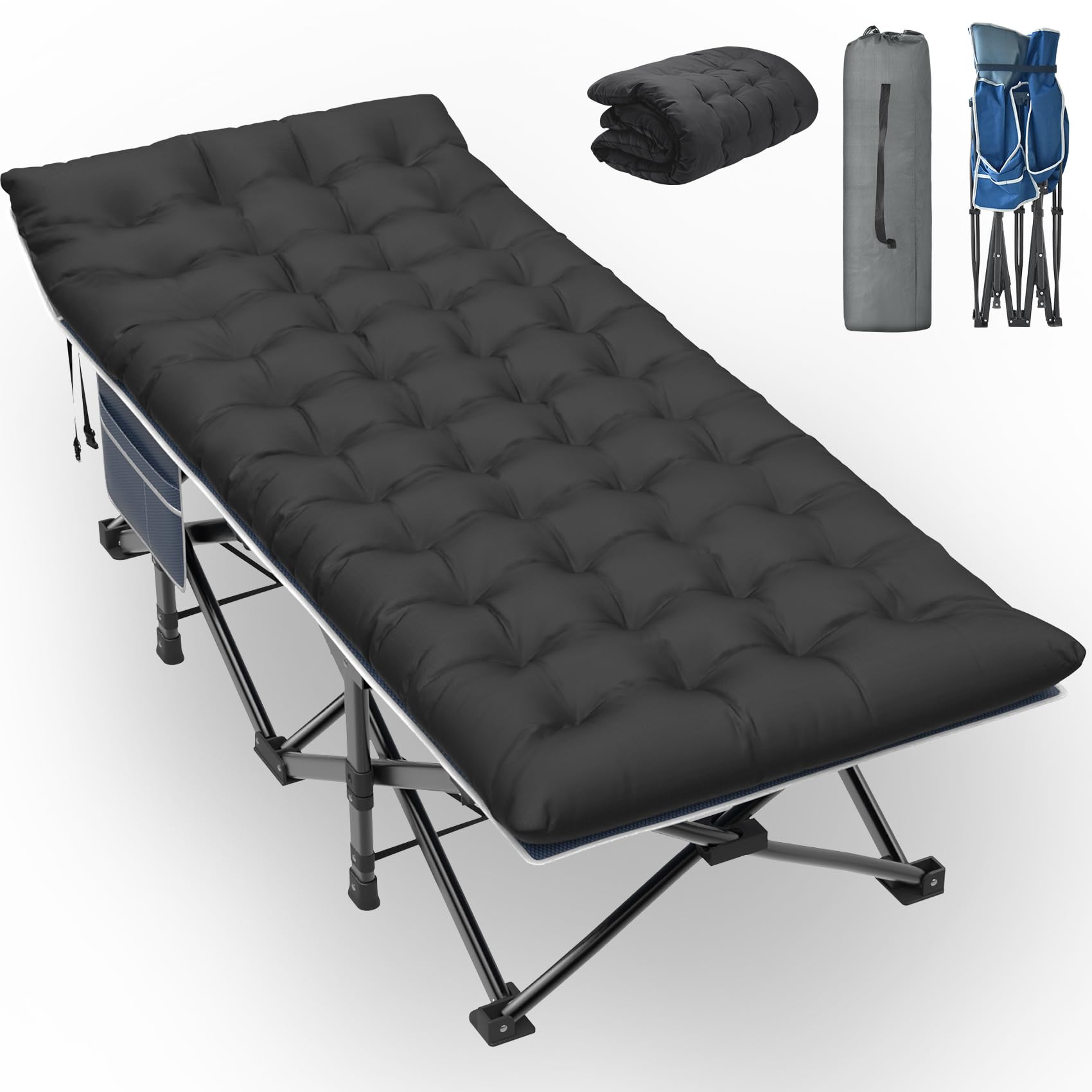 Folding Adult Camping Cot with Mattress and Storage Bag