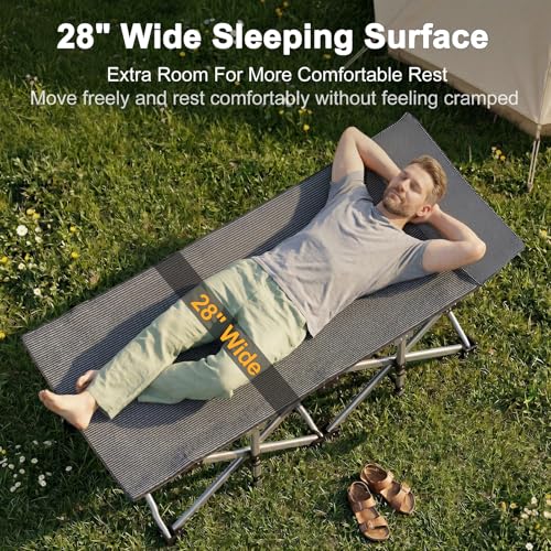 ABORON Folding Camping Cot W/Mat for Adults
